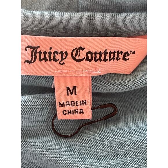 Juicy Couture Turquoise Faux Wrap Midi Dress Knit Ruffle Asymmetric Hem Sz MED - Picture 7 of 8